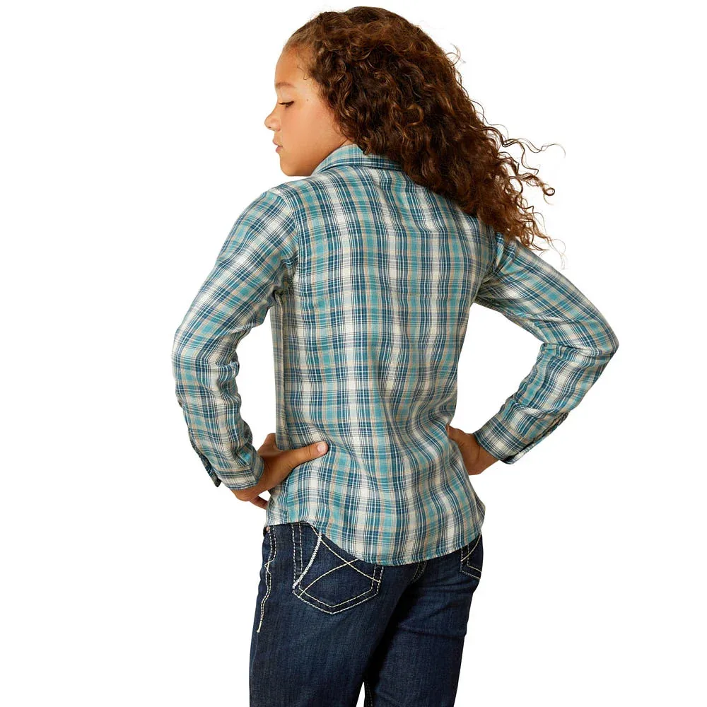 Ariat Girl's Darla Aquamarine Plaid Shirt - Image 2