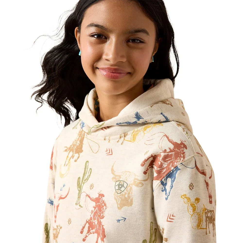 Ariat Girl's Desert Run Toile Ranch Tale Hoodie - Image 2