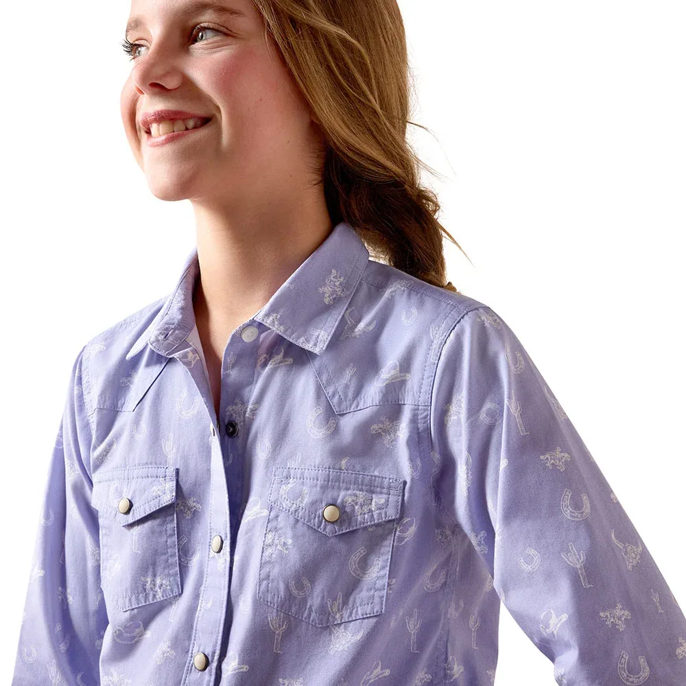 Ariat Girl's Western Motif Lavender Shirt - Image 2
