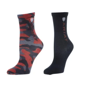 Ariat Kid`s Camo Black Graphic 2 Pack Crew Socks