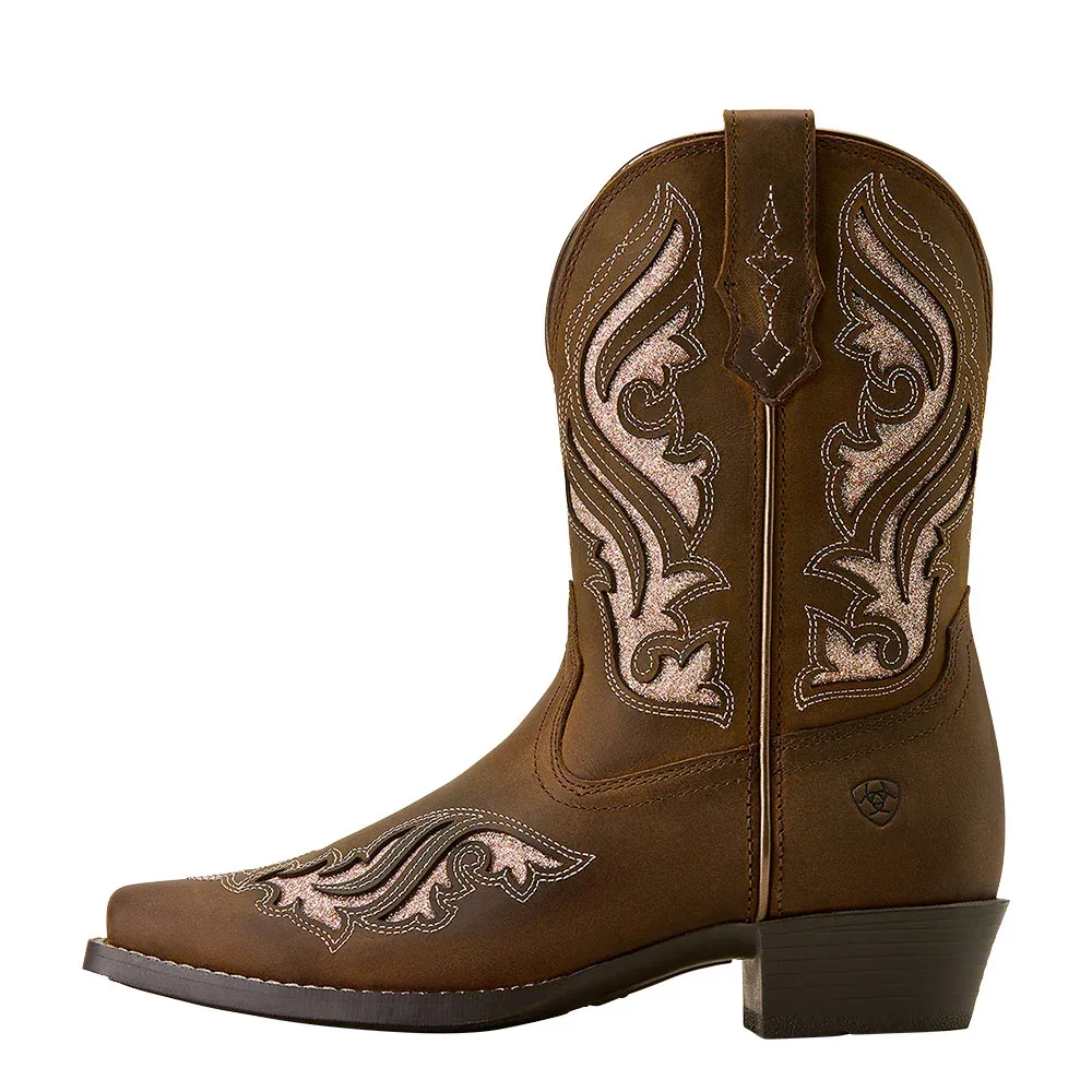 Ariat Kid's Fashion Bliss Sassy Brown Snip Toe Boot - Image 2