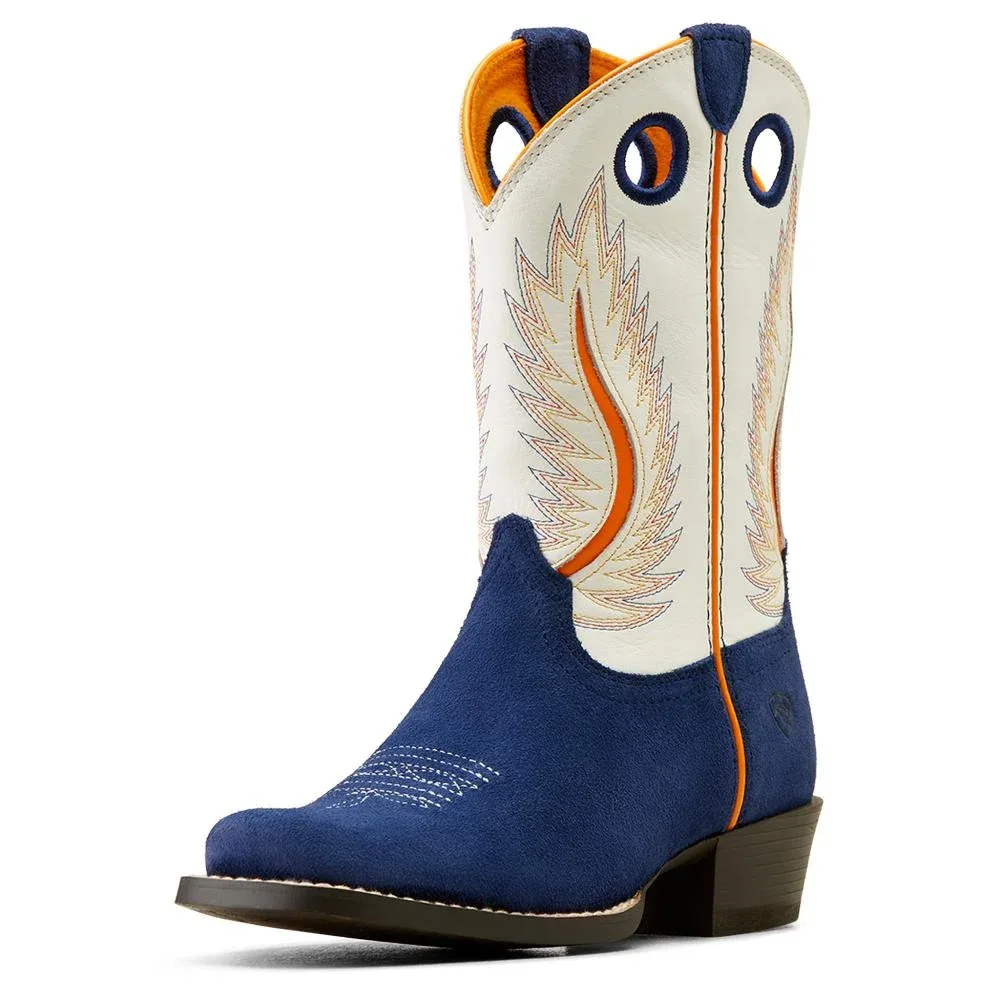 Ariat Kids Futurity Ft. Worth Patriot Blue Suede Western Boot