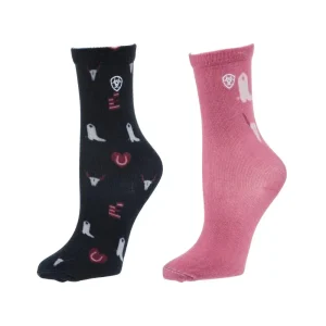 Ariat Kid`s Horse Love 2 Pack Classic Crew Socks