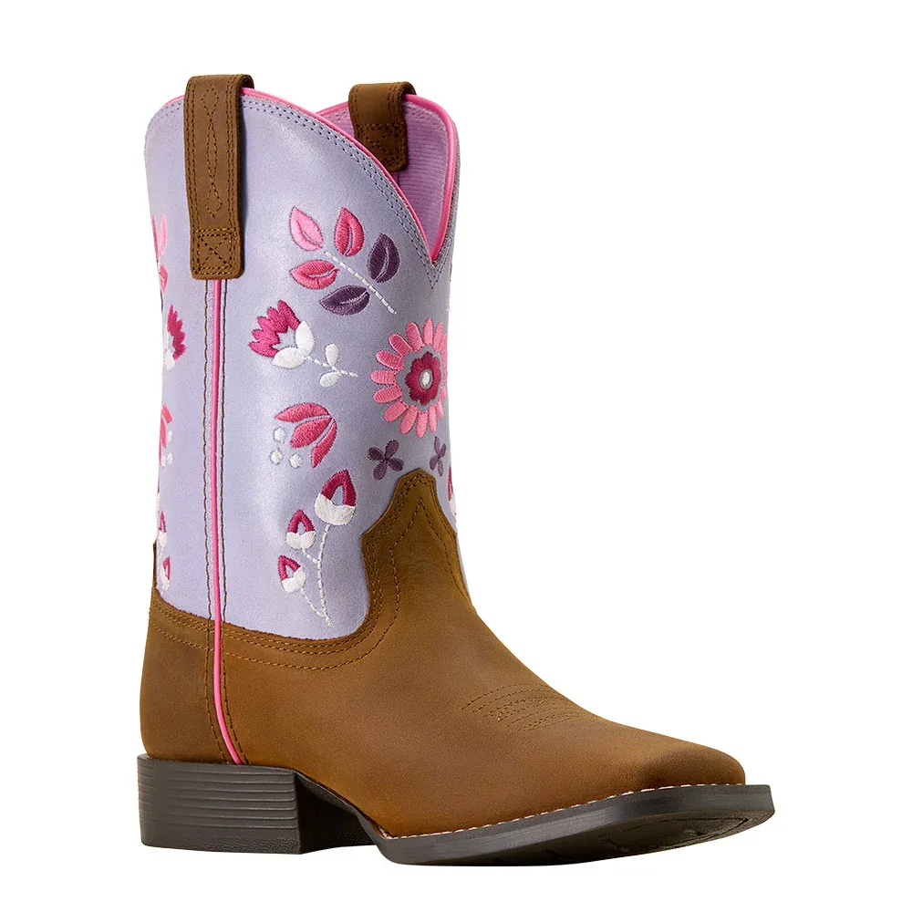 Ariat Kid's Wild Bloom Distressed Brown Vamp Mystic Lavender Top