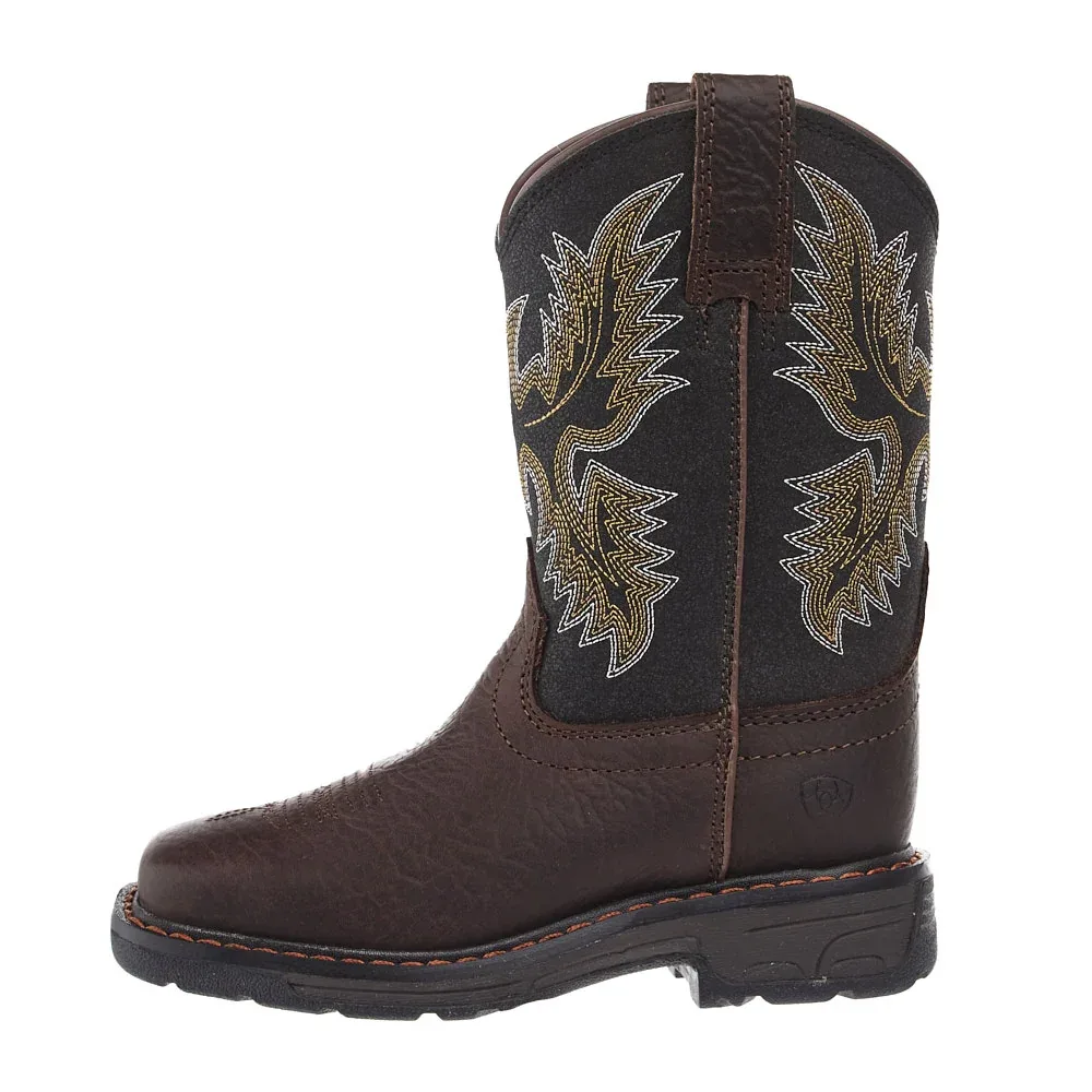 Ariat Kid`s WorkHog Bruin Brown Wide Square Toe Boot - Image 2