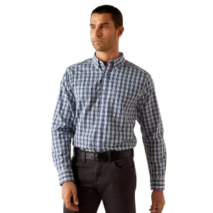 Ariat Mens Bronson Blue Plaid Wrinkle Free Long Sleeve Shirt