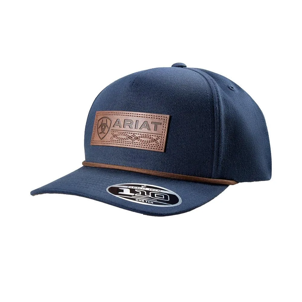 Ariat Men's Faux Leather Patch Navy Logo Cap