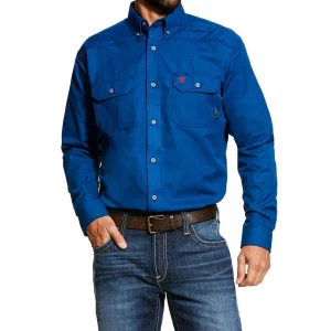 Ariat Mens FR Royal Blue Featherlight Long Sleeve Work Shirt
