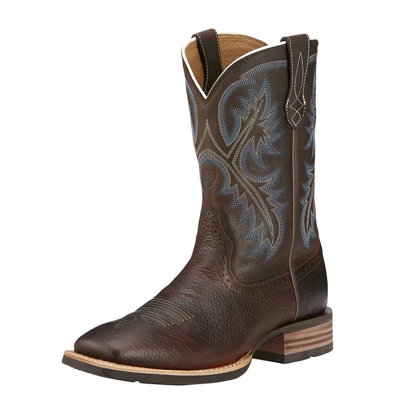 Ariat Men's Quickdraw Brown Oiled Rowdy Cowboy Boots