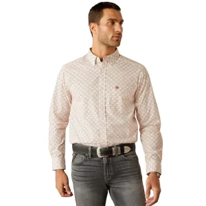 Ariat Mens Red Print Fitted Long Sleeve Button Down Shirt