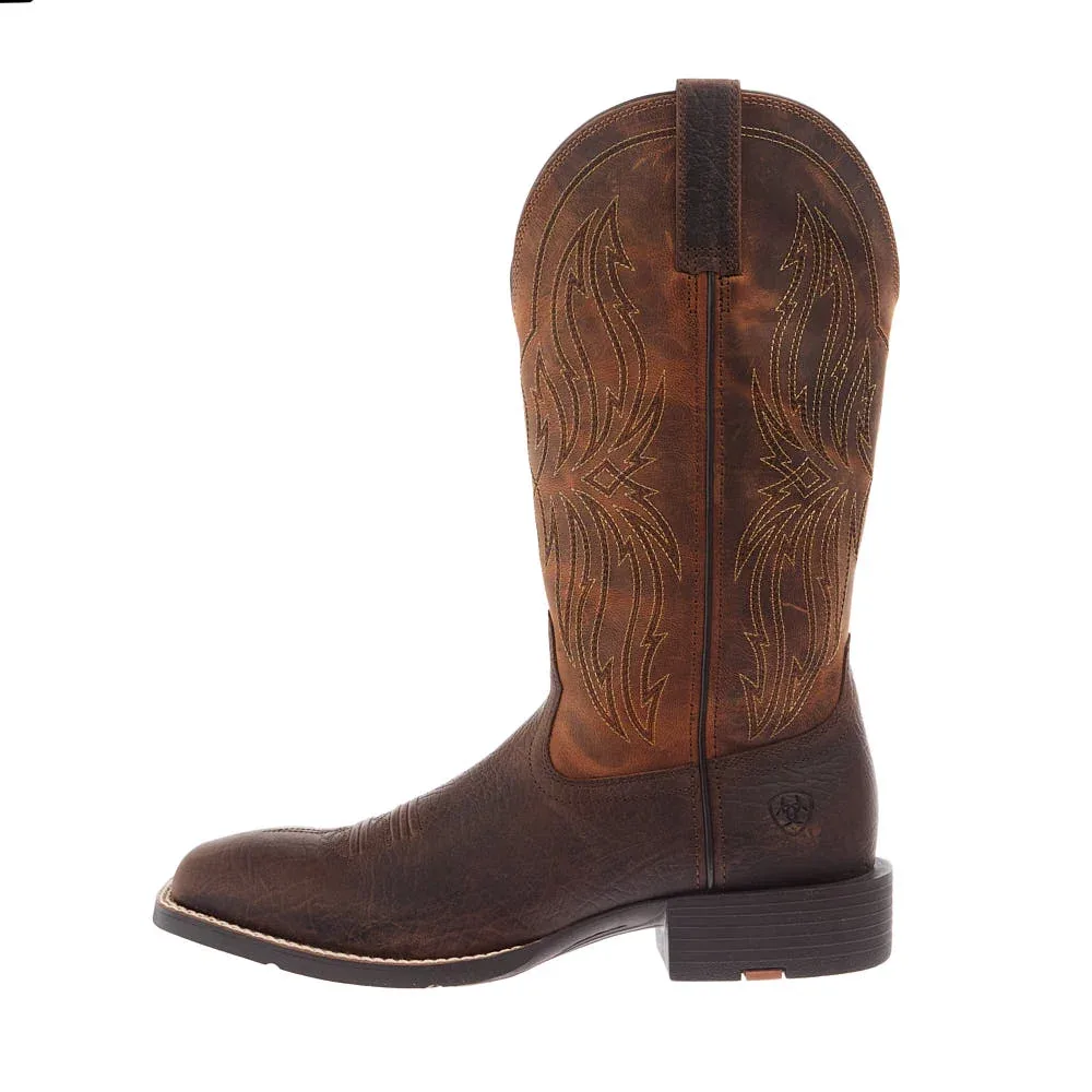 Ariat Men's Sport Rustler Toffee Hippo Print Vamp 13in Rich Oak Top - Image 2
