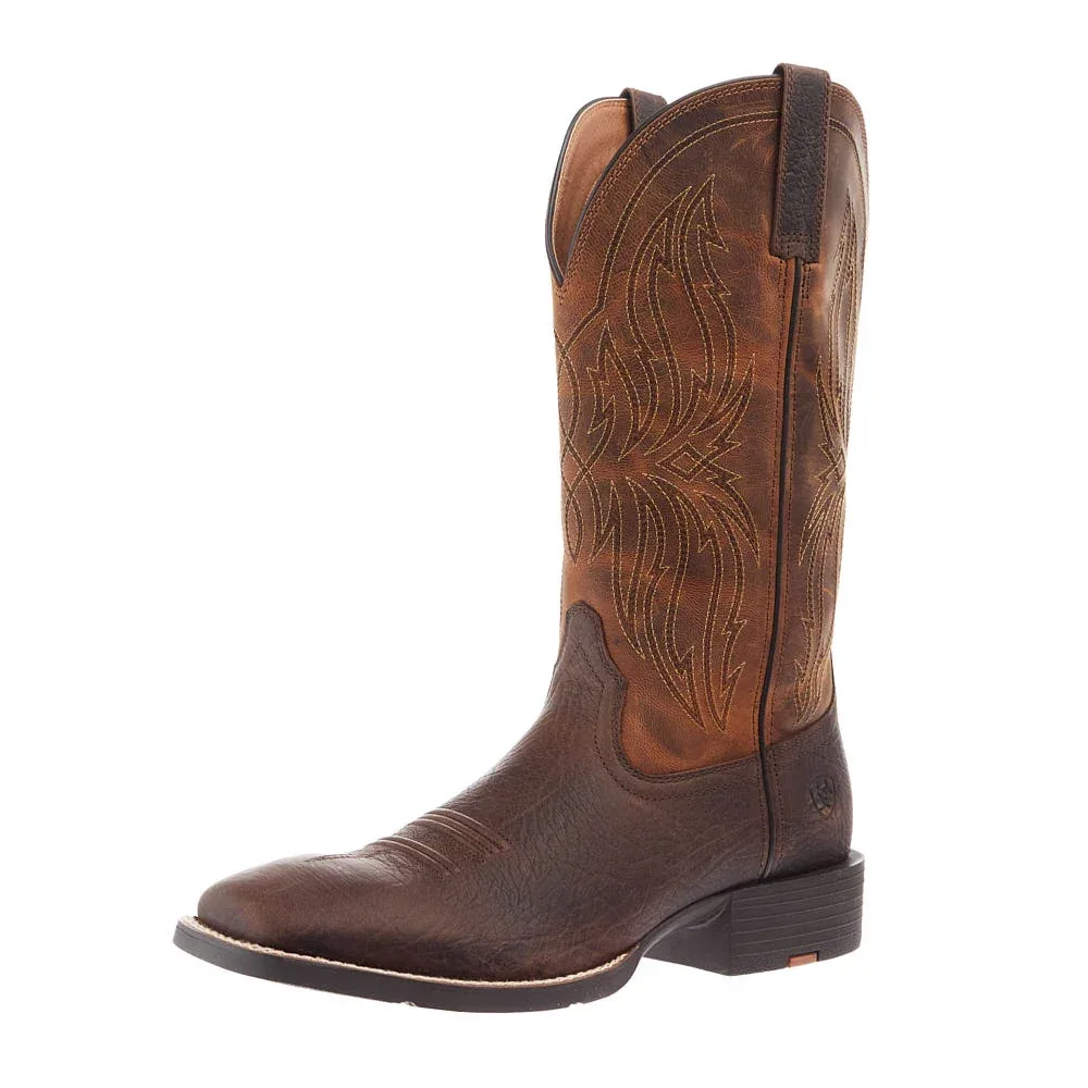 Ariat Men's Sport Rustler Toffee Hippo Print Vamp 13in Rich Oak Top