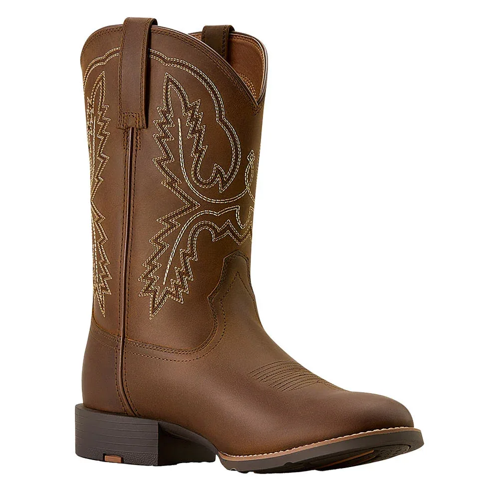 Ariat Men's Sport Stratten Distressed Brown Vamp and Top Round Toe