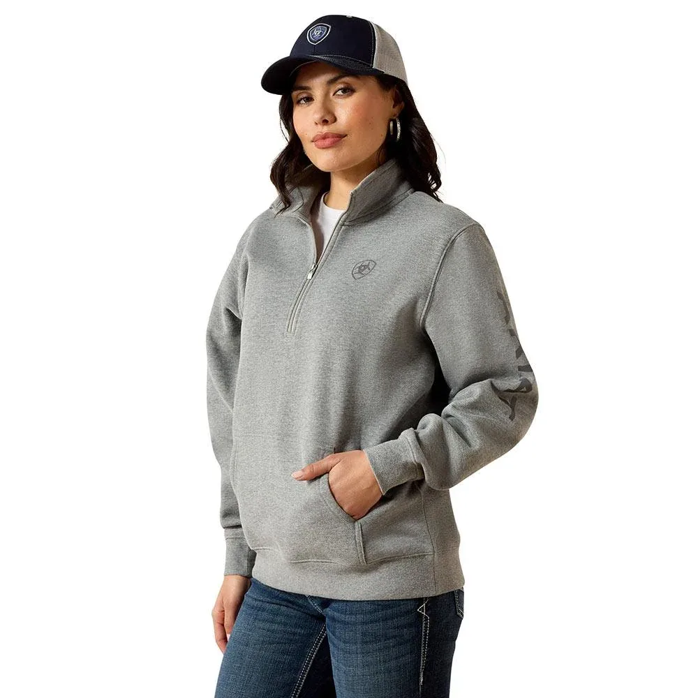 Ariat Women's Grey Logo 1/2 Zip Sweatshirt
