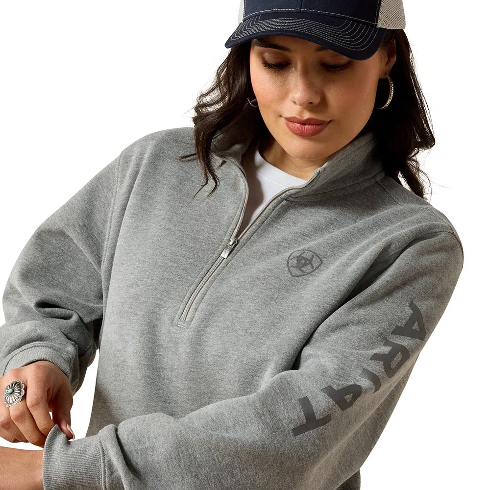 Ariat Women's Grey Logo 1/2 Zip Sweatshirt - Image 2