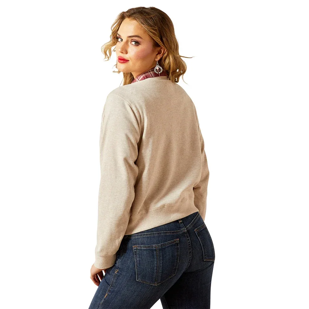 Ariat Women's Oatmeal Essential Crew Neck Sweatshirt - Image 2