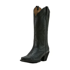 Ariat Womens Round Up Collins Black Embroidered Vamp 13In Black Embroidered Top Cowgirl Boots