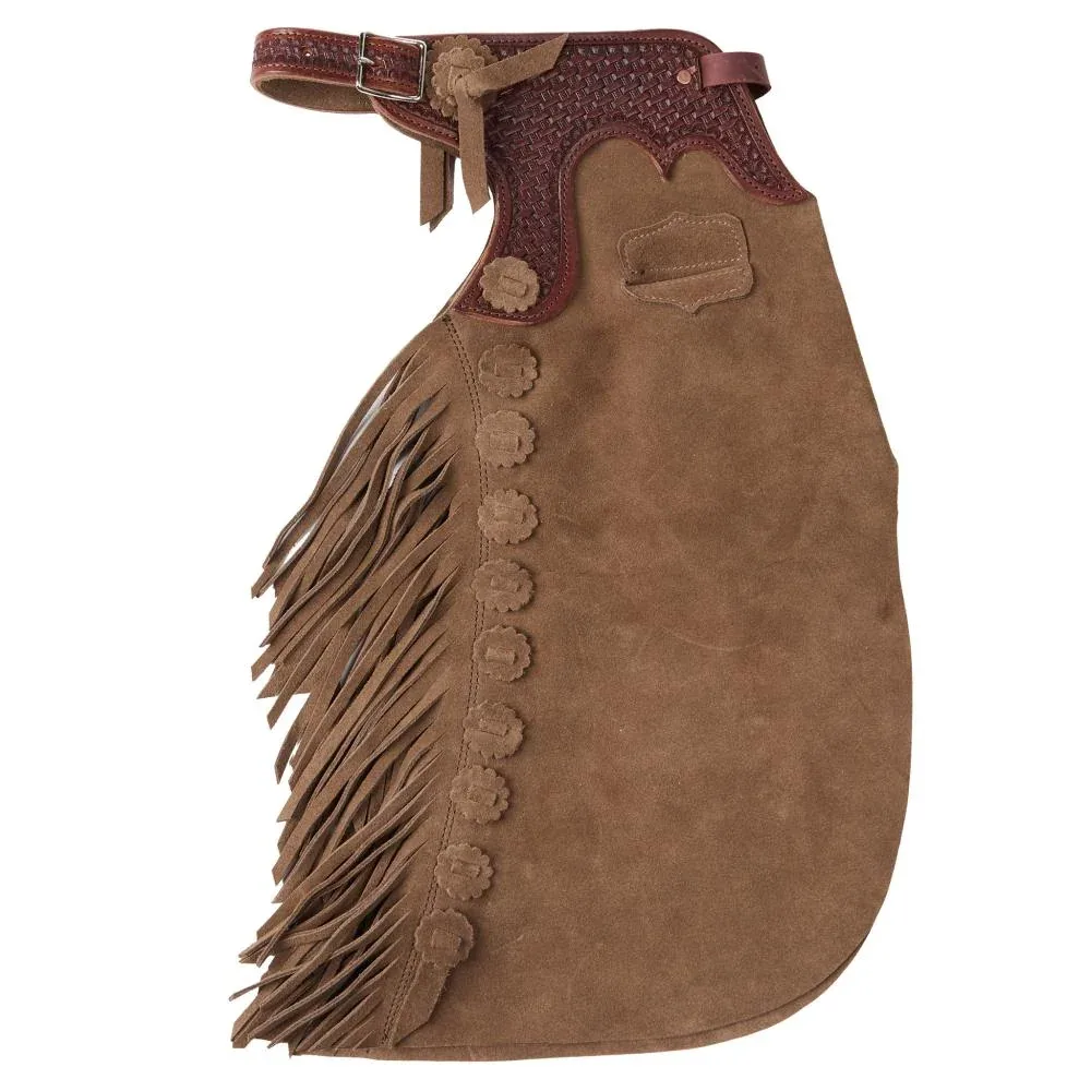 Arrow M Saddlery Tooled Basket Stamp Yoke Saddle Brown 8-10T Youth Chaps