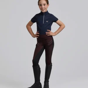 Astrid Girls Full Seat Gel Pull On Riding Tights Wine