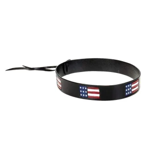 Austin Accent Inc. Black Leather American Flag Hat Band