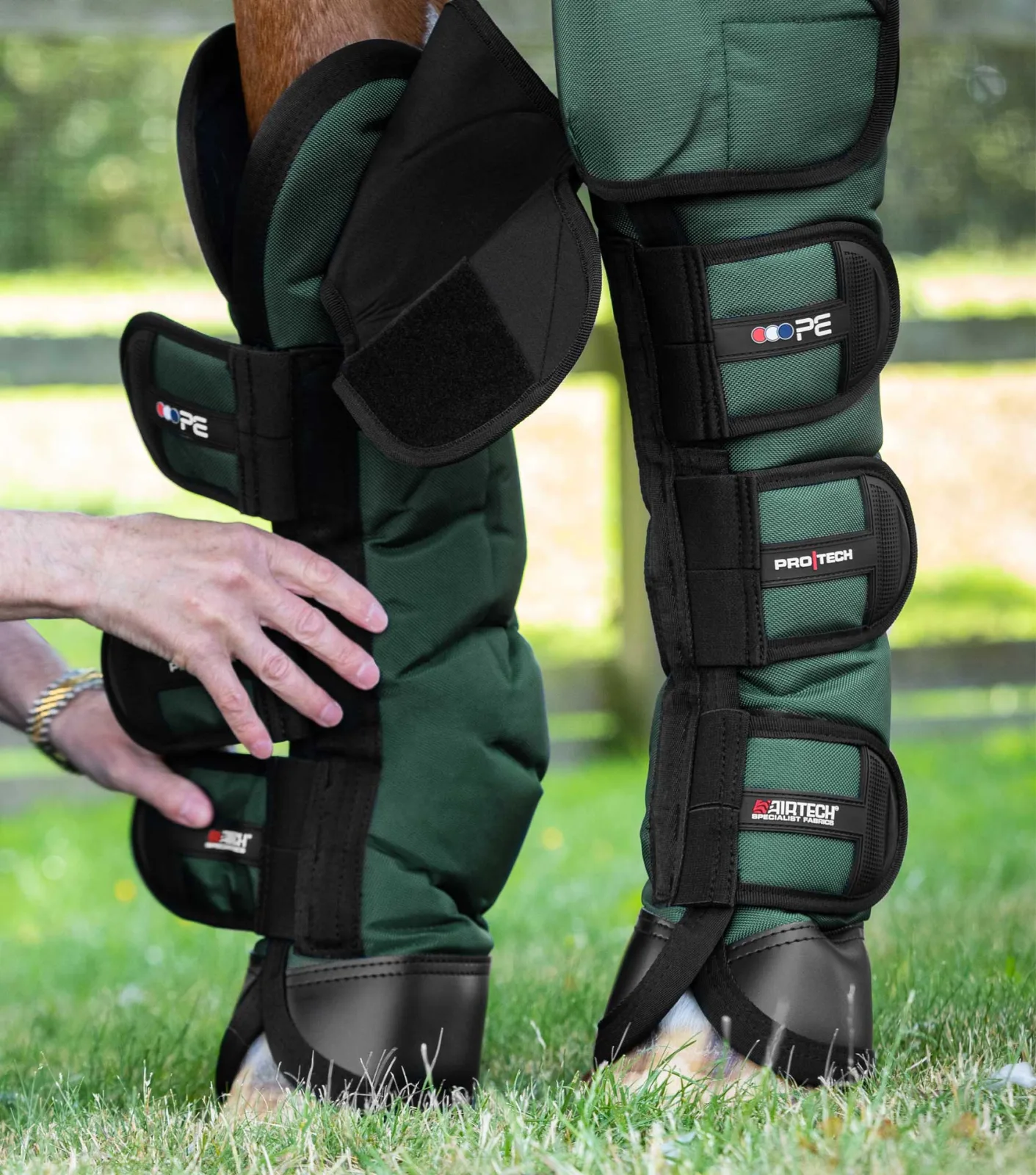 Ballistic Knee Pro-Tech Horse Travel Boots Green - Image 2