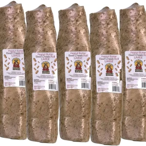 Barking Buddha Large Peanut Butter Beef Cheek Natural Dog Chews - 12 Count