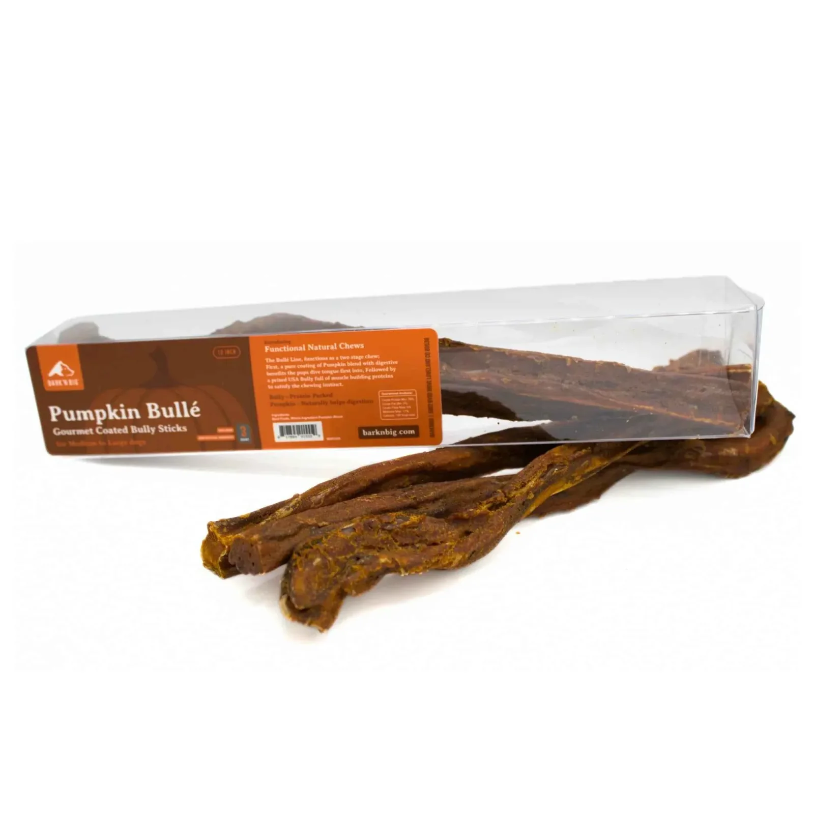 BarknBig Bullé Pumpkin Bully Sticks for Dogs - Natural Chew Treats
