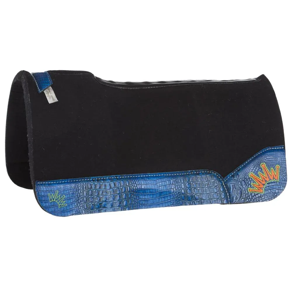 Best Ever Pads Kush Blue Gator Dark Orange Crown Saddle Pad