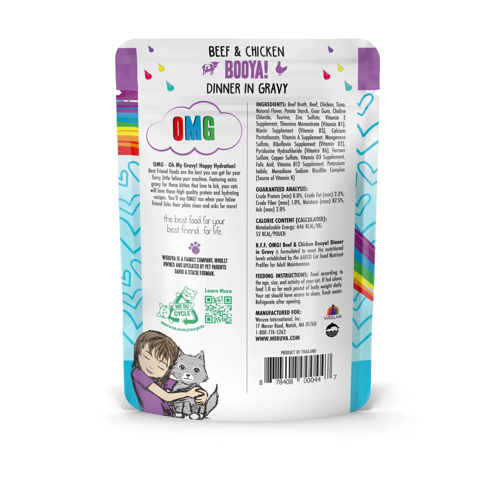 BFF Cat Omg Booya! Beef and Chicken Dinner in Gravy 2.8 oz. Pouch 12 ct - Image 2