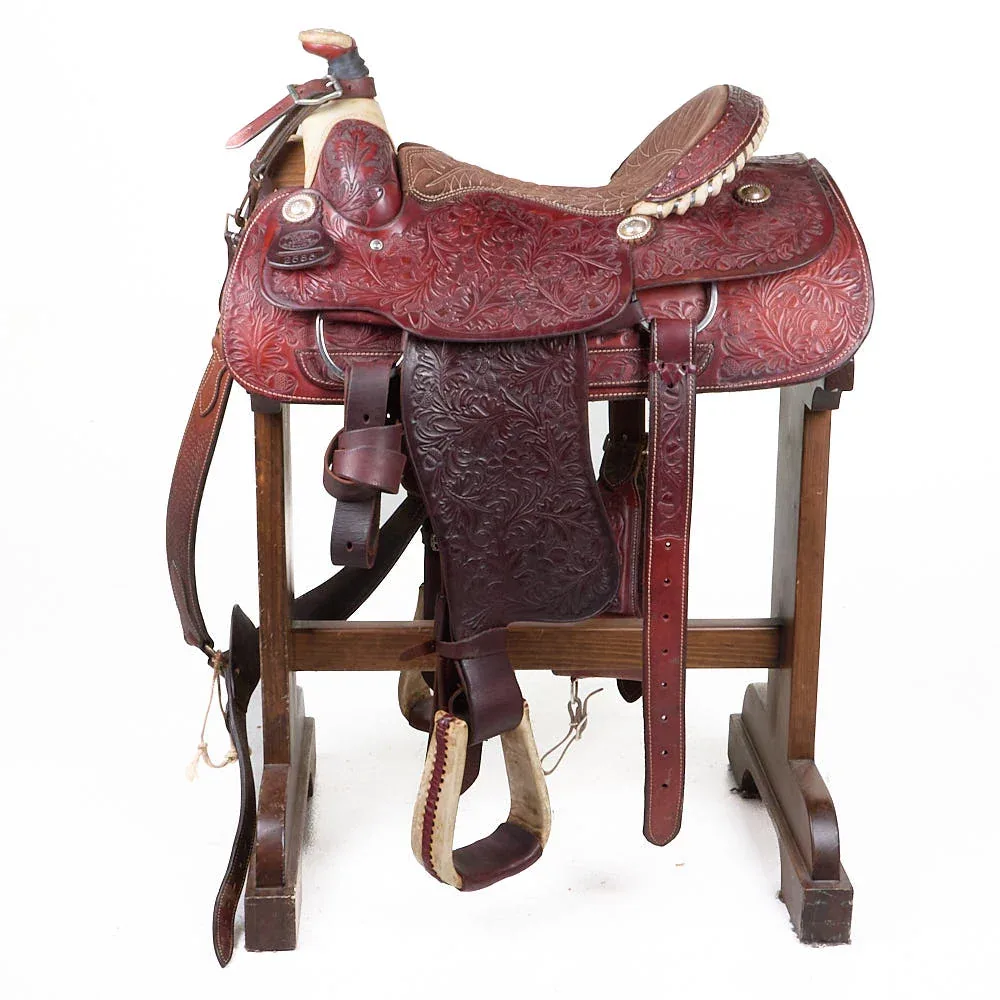 Billy Cook Used 15.5in Full Floral Team Roper - Image 2