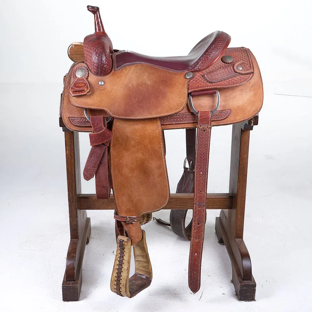 Billy Cook Used 16.5in 1/2 Breed Waffle Stamp Billy Cook Cutting Saddle - Image 2