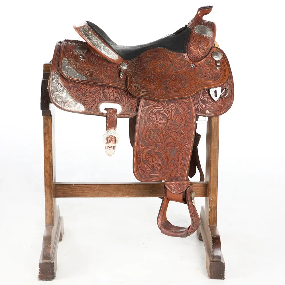 Billy Cook Used 16in Floral Pleasure Show Saddle with Silver - Image 2