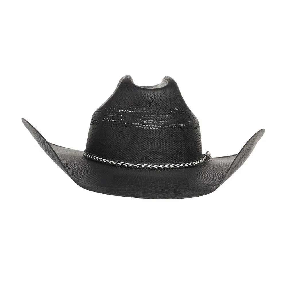 Black Bangora Precreased Straw Hat - Image 2