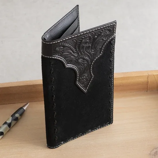 Black Stitch Tooled Rodeo Wallet - Image 2