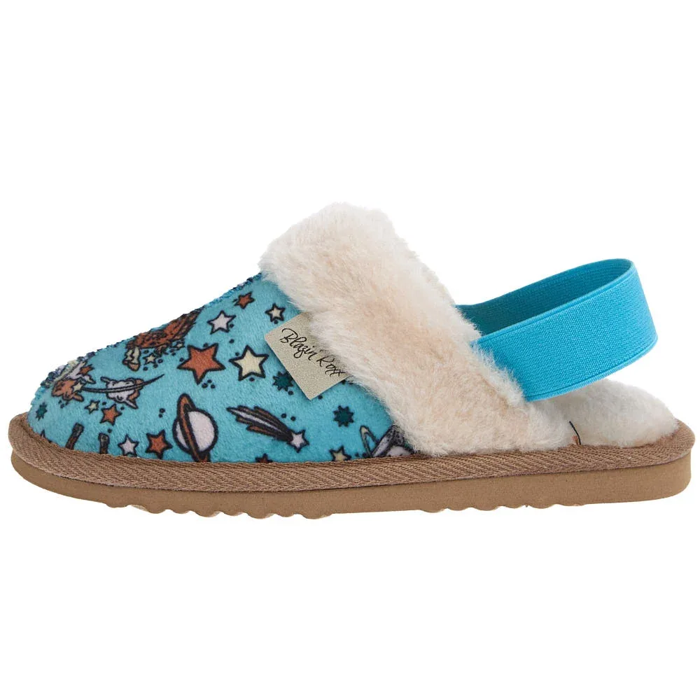 Blazin` Roxx Kid`s Kara Turquoise Western Print Slipper - Image 2