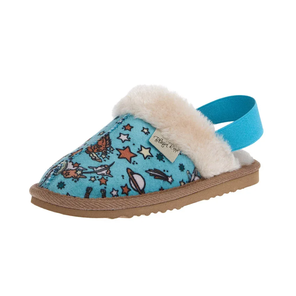 Blazin` Roxx Kid`s Kara Turquoise Western Print Slipper