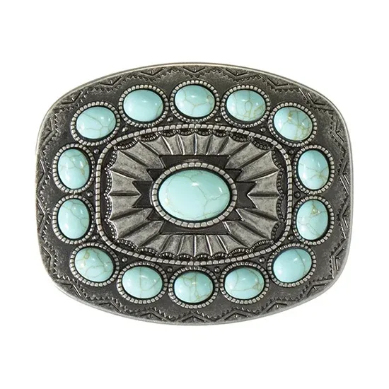 Blazin Roxx Multi Stone Turquoise Rectangular Buckle