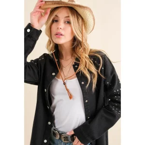 Blue B Womens Black Studded Jacket
