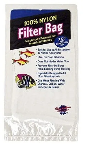 Blue Ribbon Pet 100% Nylon Filter Bag w/Drawstring Top for Aquarium Filtration