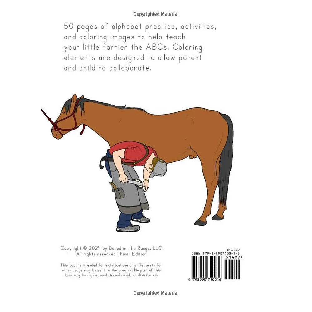 Bored On The Range Llc Farrier Pre K/Kindergarten ABC Workbook - Image 2