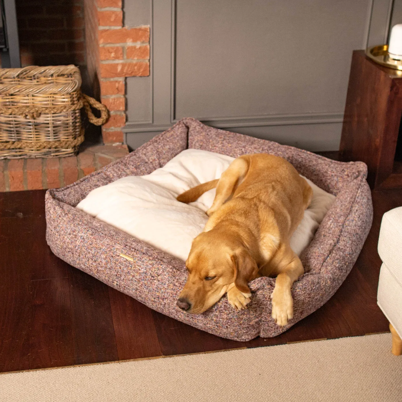 Box Bed With Removable Cover in Rose Quartz Minerals by Lords & Labradors