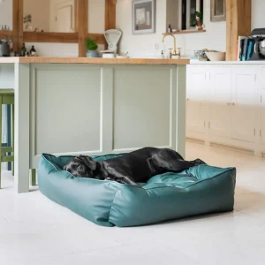 Box Bed With Removable Covers in Rhino Tough Forest Faux Leather by Lords & Labradors