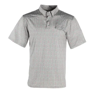 Brandcowboy Men's Frozen Camo Short Sleeve Pearl Snap Polo