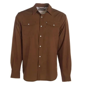Brandcowboy Mens Sandhill Ranch Rust Long Sleeve Pearl Snap Shirt