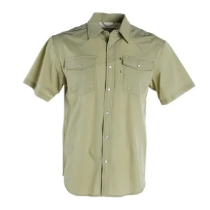 Brandcowboy Sandhill Ranch Light Green Short Sleeve Pearl Snap Shirt