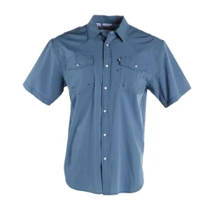 Brandcowboy Sandhill Ranch Medium Blue Short Sleeve Pearl Snap Shirt
