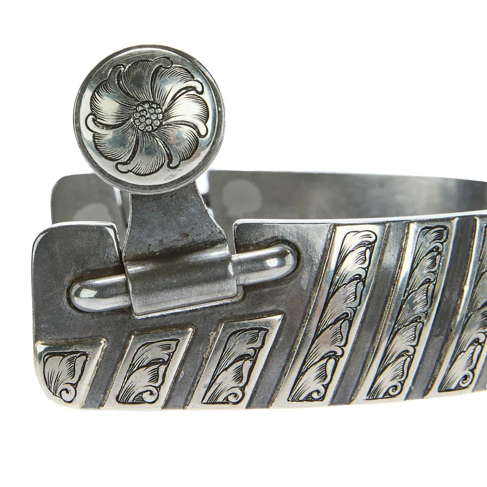 Brandon Anthony Bit & Spur Co. 1in Silver Bar Mounted with 10pt Rowel Spurs - Image 2