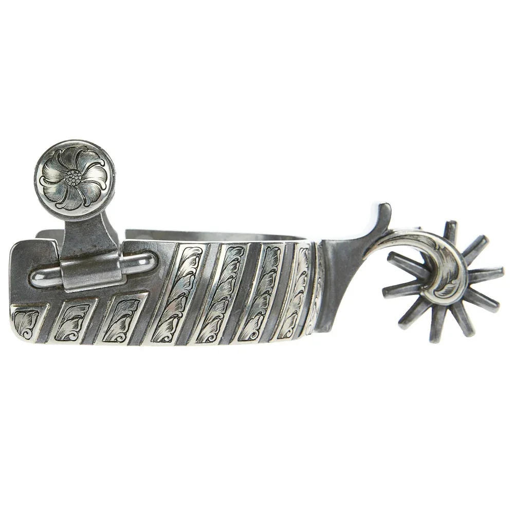 Brandon Anthony Bit & Spur Co. 1in Silver Bar Mounted with 10pt Rowel Spurs