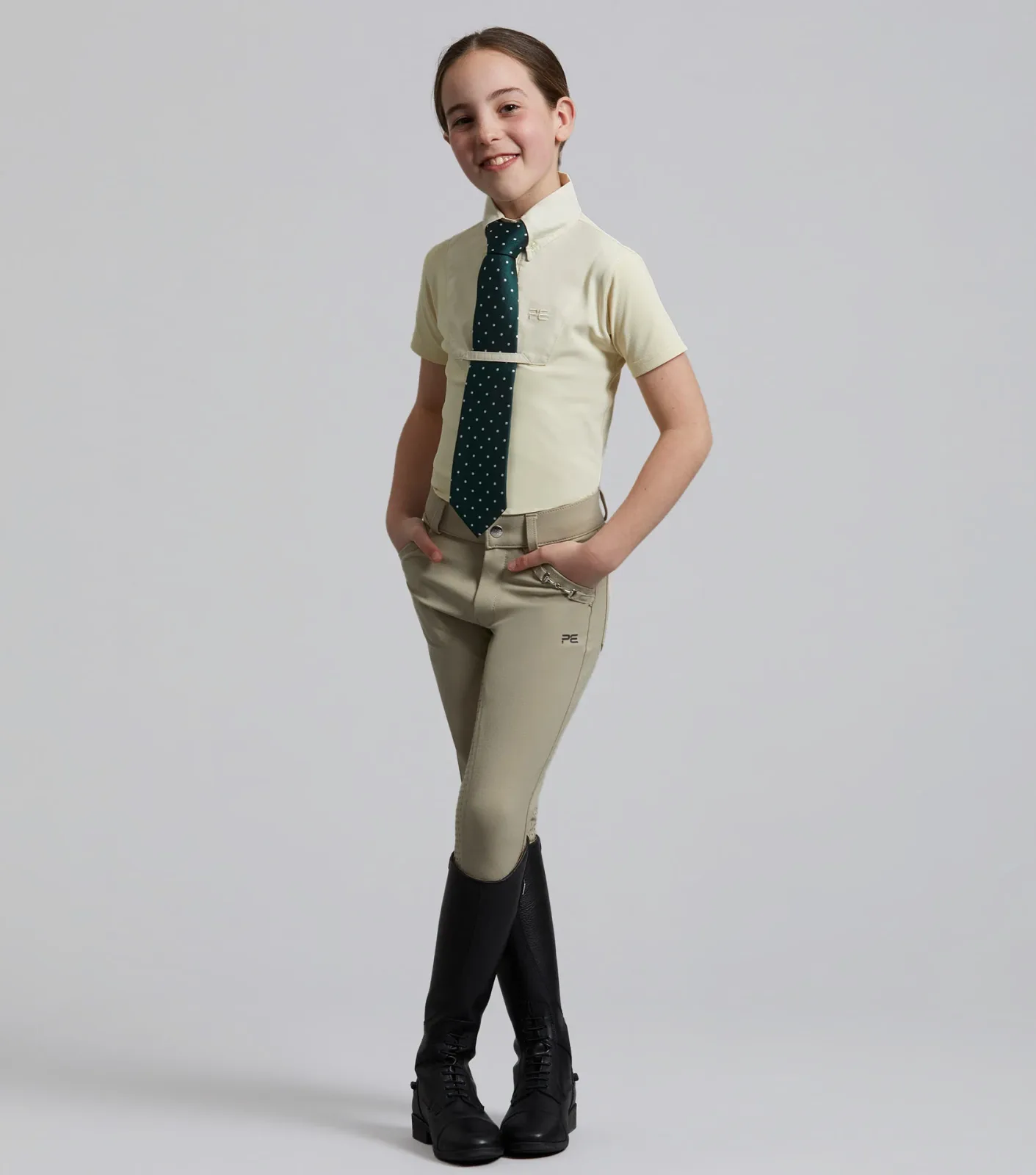 Brava Girls Full Seat Gel Competition Riding Breeches Beige