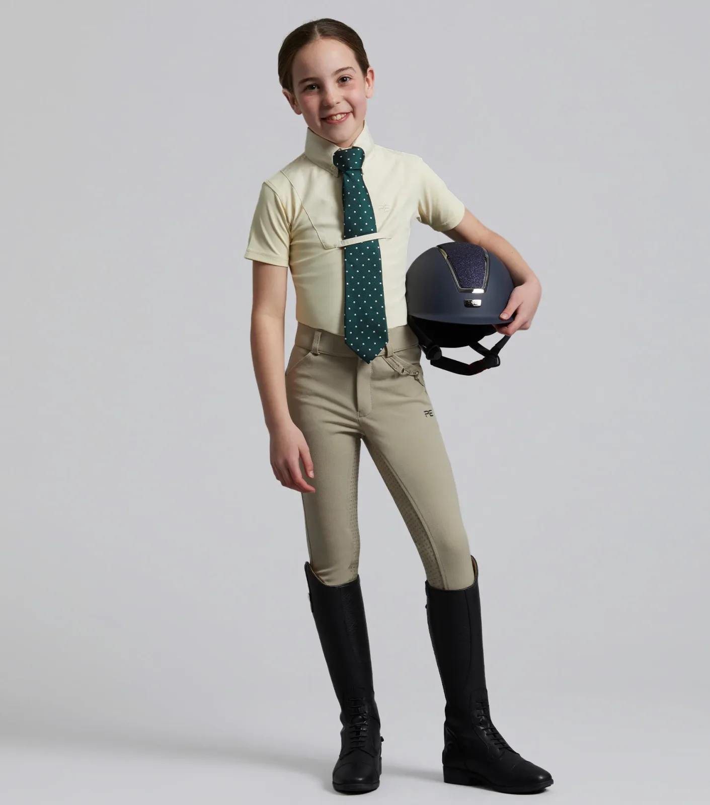 Brava Girls Full Seat Gel Competition Riding Breeches Beige - Image 2